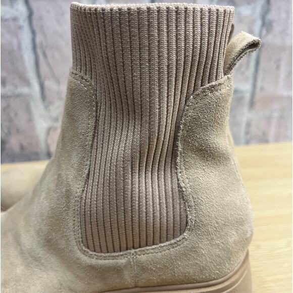 Steve Madden Hutch Chunky Women’s Leather Sand Suede Ankle Boots Beige Size 9M - Picture 8 of 10
